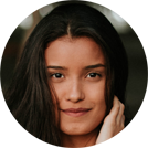 Black hair girl slightly smiling